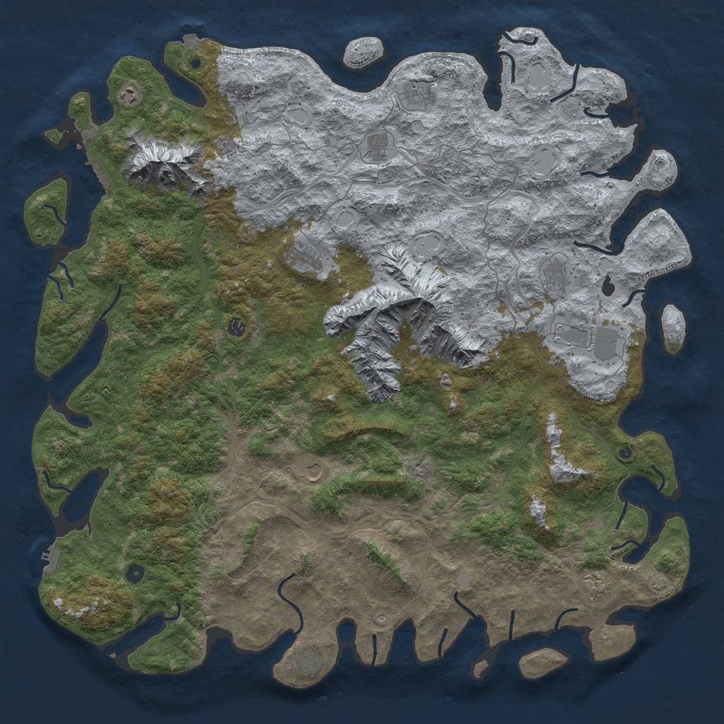 Rust Map: Procedural Map, Size: 6000, Seed: 1212954115, 19 Monuments
