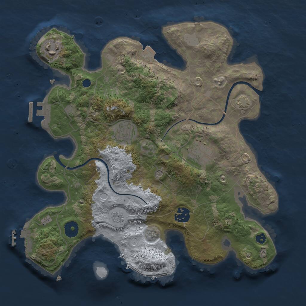 Rust Map: Procedural Map, Size: 3000, Seed: 2072848199, 10 Monuments