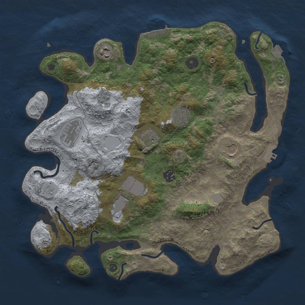 Rust Map: Procedural Map, Size: 3700, Seed: 9459867, 15 Monuments