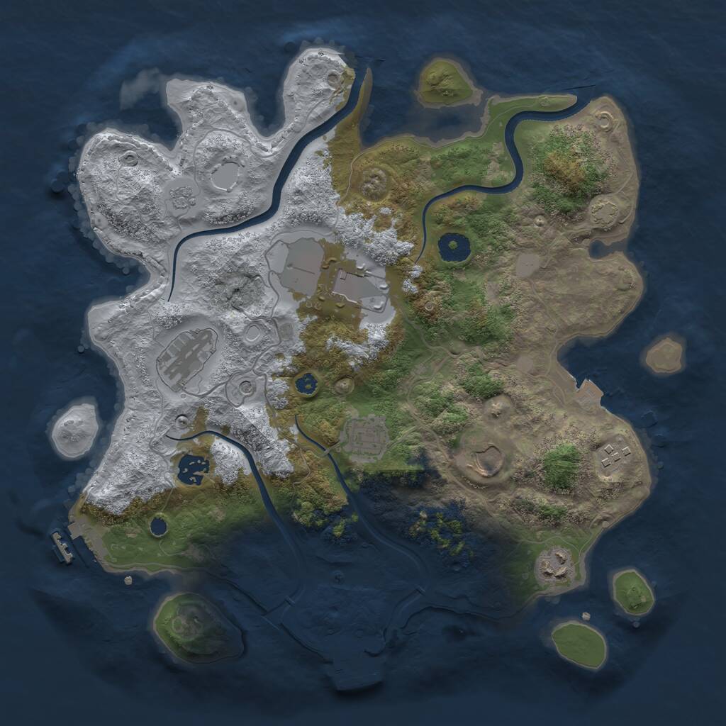 Rust Map: Procedural Map, Size: 3500, Seed: 588673611, 13 Monuments