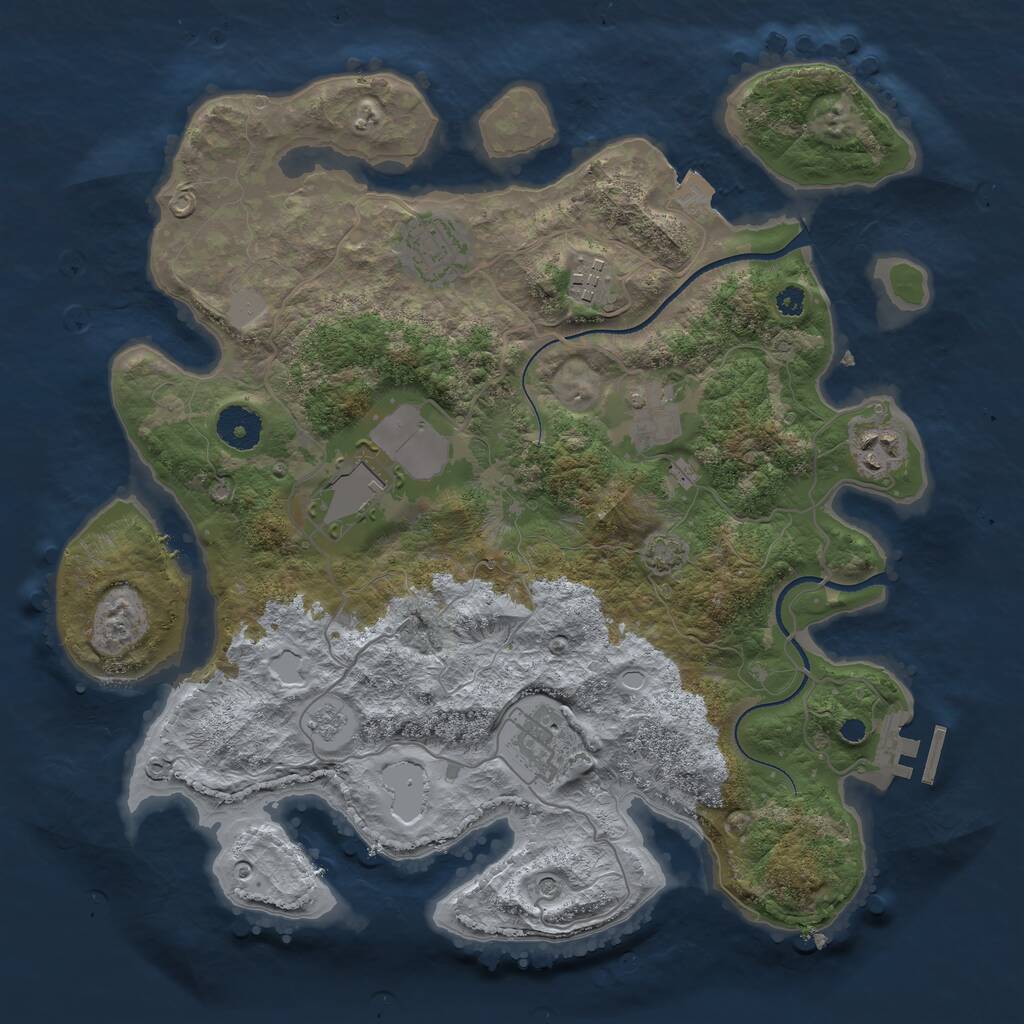 Rust Map: Procedural Map, Size: 3500, Seed: 5894727, 11 Monuments