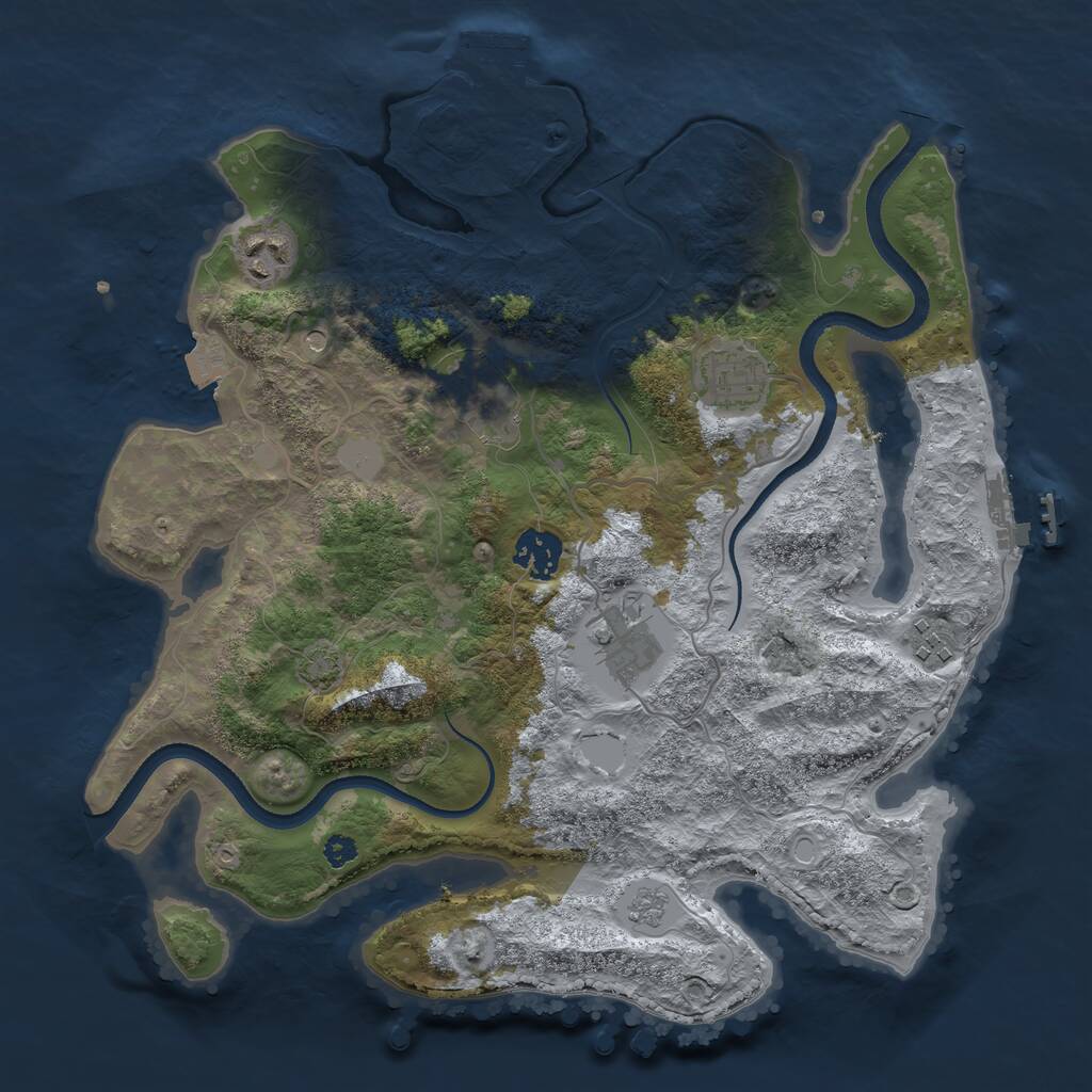 Rust Map: Procedural Map, Size: 3350, Seed: 76676767, 12 Monuments