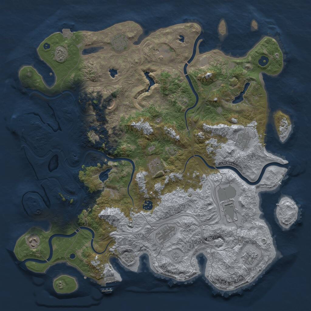 Rust Map: Procedural Map, Size: 4600, Seed: 399257001, 17 Monuments