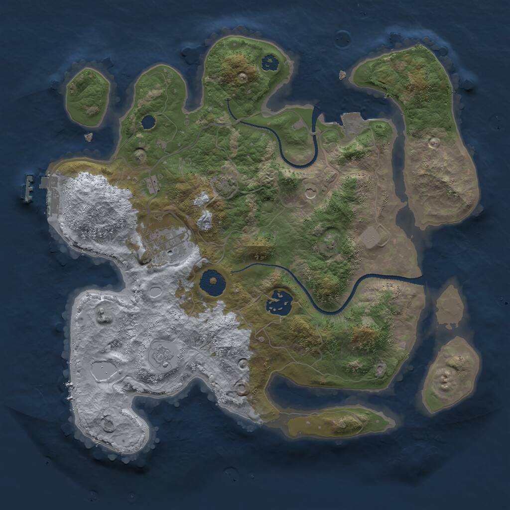 Rust Map: Procedural Map, Size: 3000, Seed: 1302315408, 7 Monuments