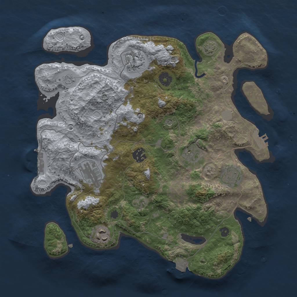 Rust Map: Procedural Map, Size: 3250, Seed: 100306501, 14 Monuments