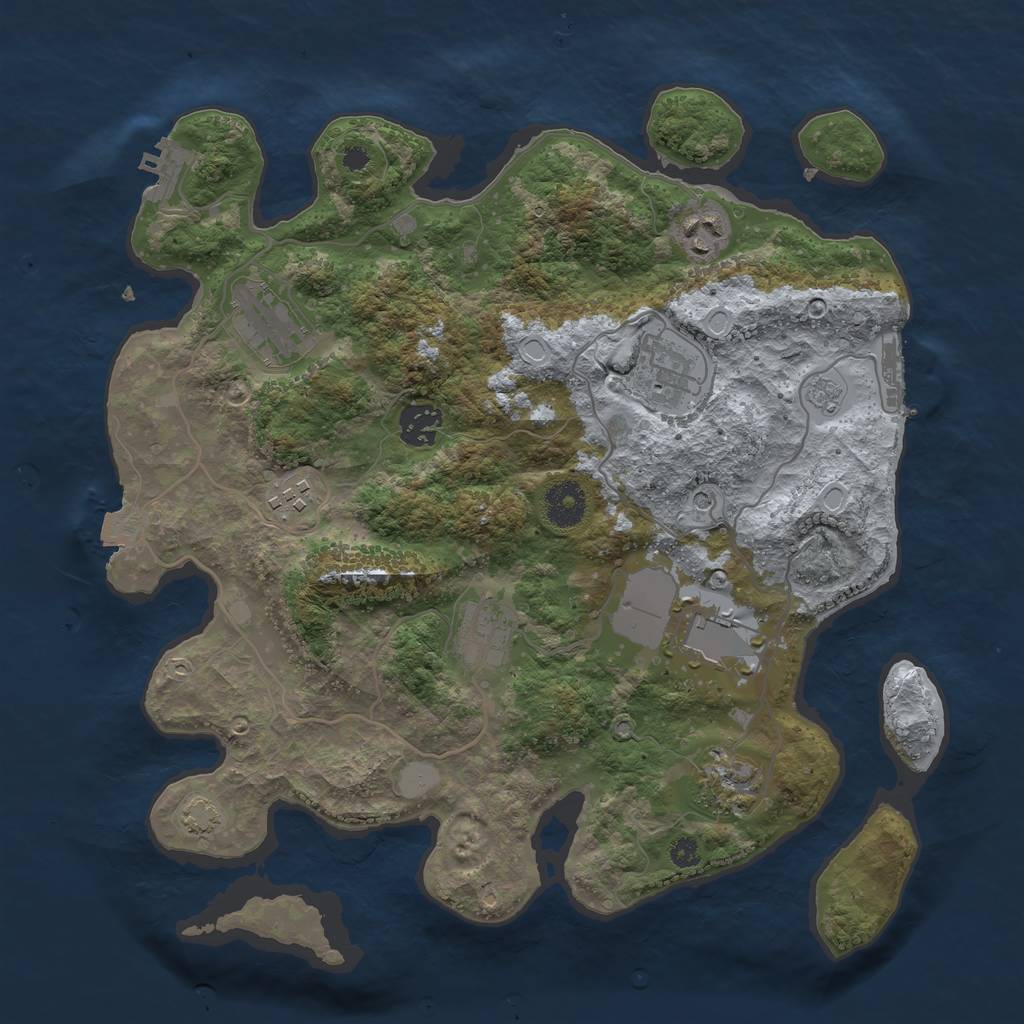 Rust Map: Procedural Map, Size: 3500, Seed: 727158202, 16 Monuments