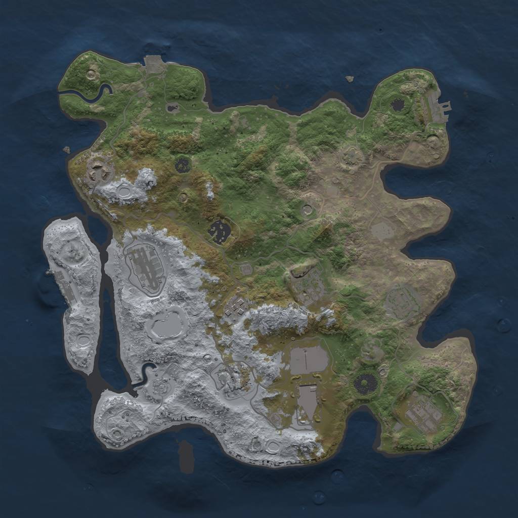 Rust Map: Procedural Map, Size: 3500, Seed: 631814879, 17 Monuments