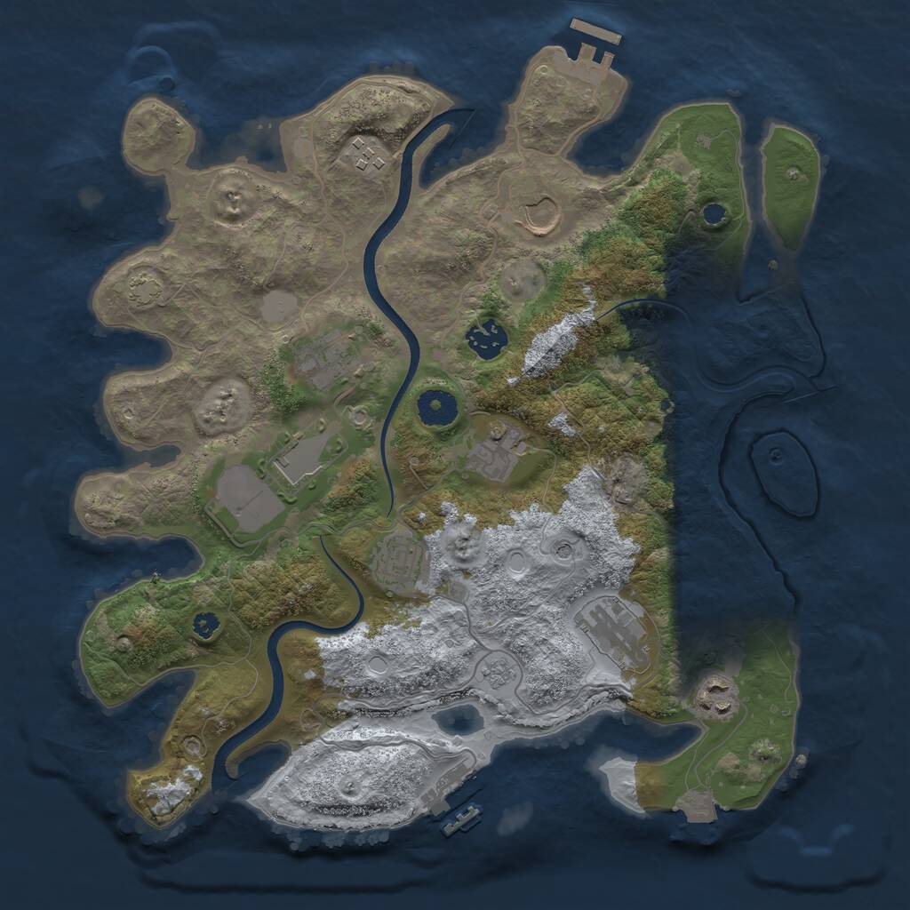 Rust Map: Procedural Map, Size: 3550, Seed: 9579914, 15 Monuments