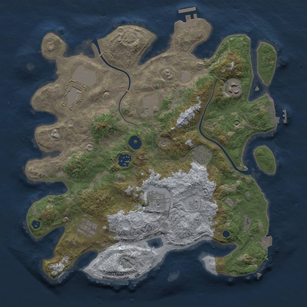 Rust Map: Procedural Map, Size: 3550, Seed: 9579914, 13 Monuments