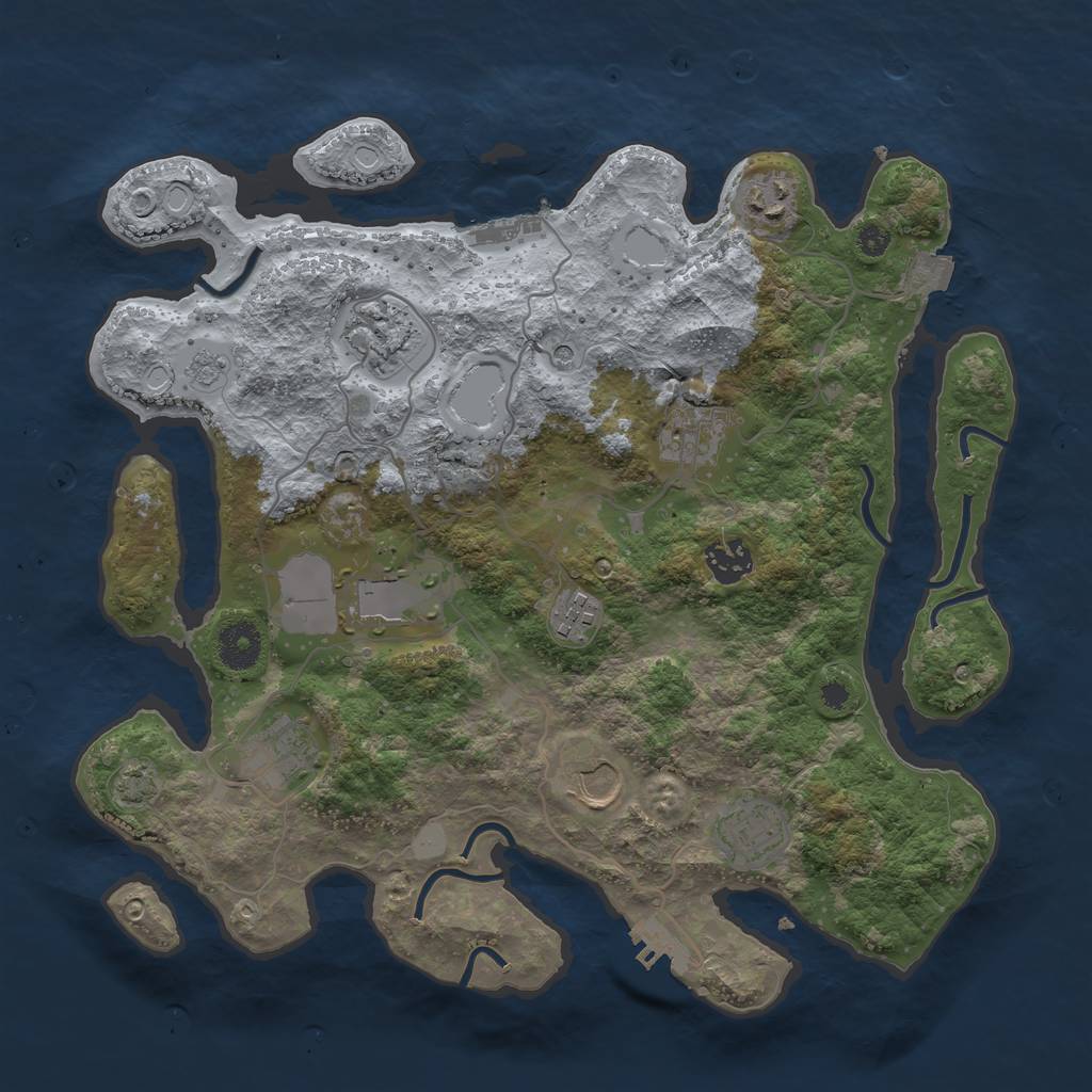 Rust Map: Procedural Map, Size: 3550, Seed: 54911866, 17 Monuments