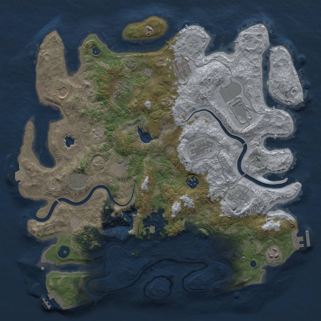 Rust Map: Procedural Map, Size: 4000, Seed: 446684852, 17 Monuments