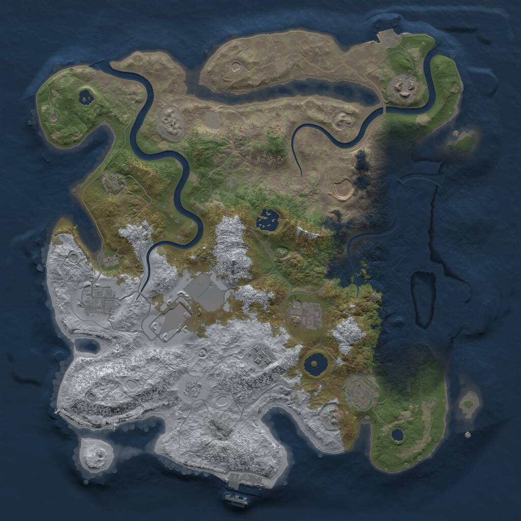 Rust Map: Procedural Map, Size: 3500, Seed: 81395486, 14 Monuments