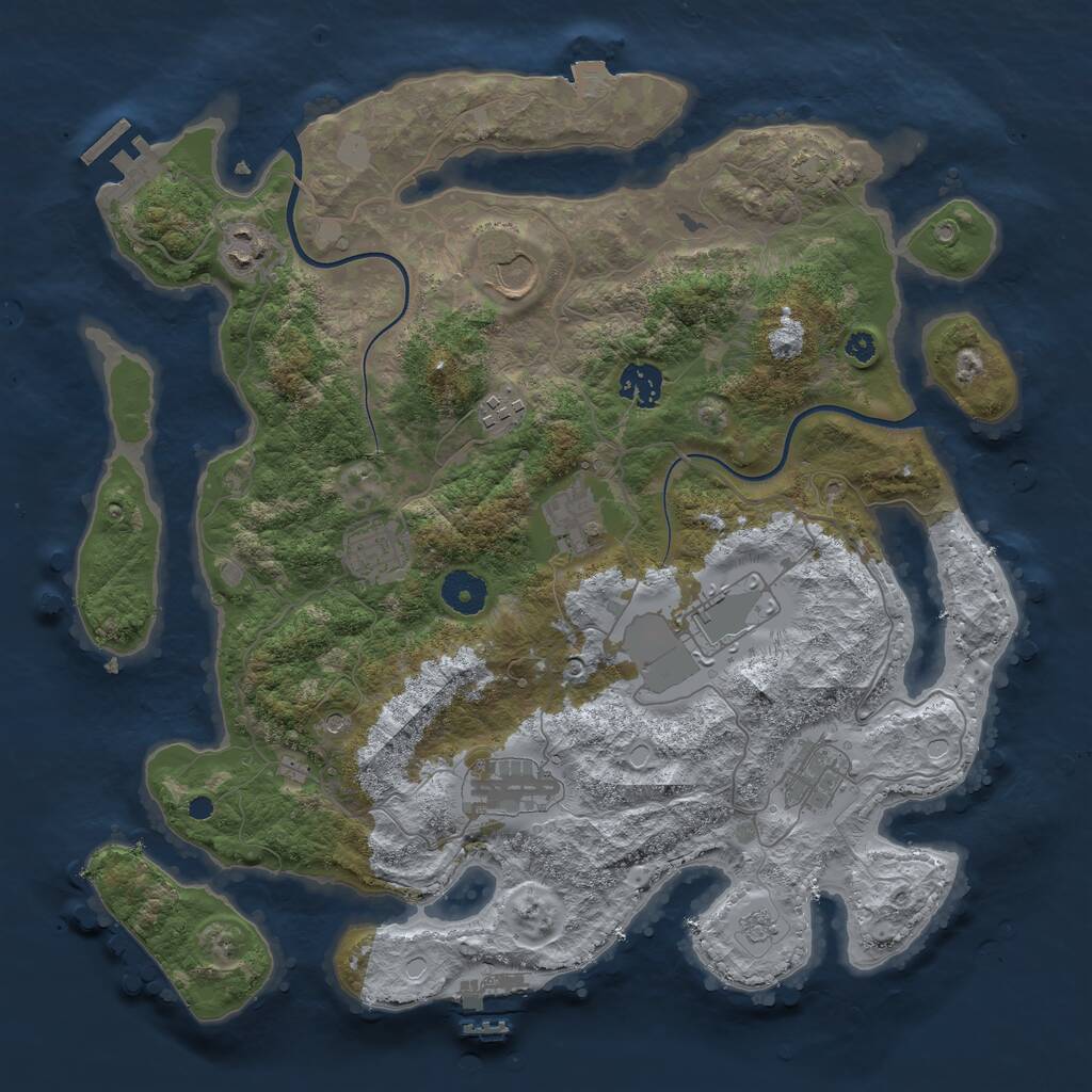 Rust Map: Procedural Map, Size: 3700, Seed: 2120284421, 15 Monuments