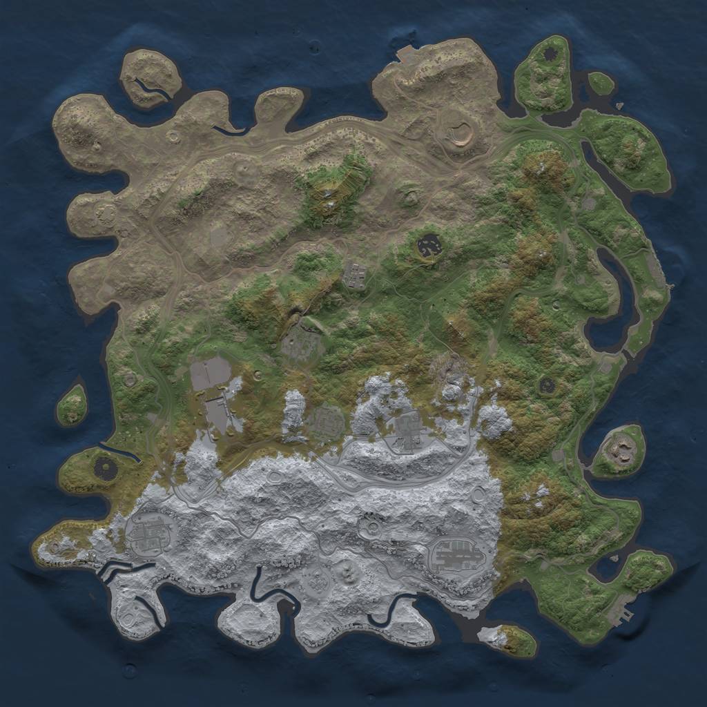 Rust Map: Procedural Map, Size: 4500, Seed: 2424242, 18 Monuments