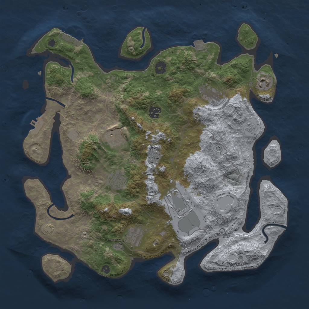 Rust Map: Procedural Map, Size: 3750, Seed: 4076583, 16 Monuments