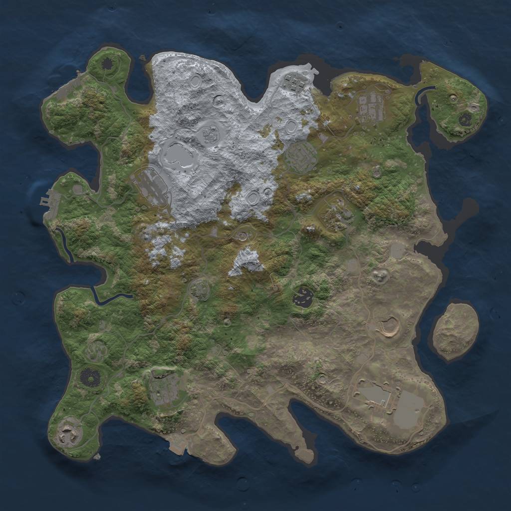 Rust Map: Procedural Map, Size: 3800, Seed: 36294996, 18 Monuments
