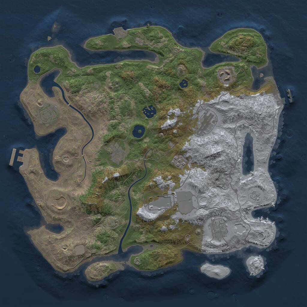 Rust Map: Procedural Map, Size: 3600, Seed: 11339071, 15 Monuments