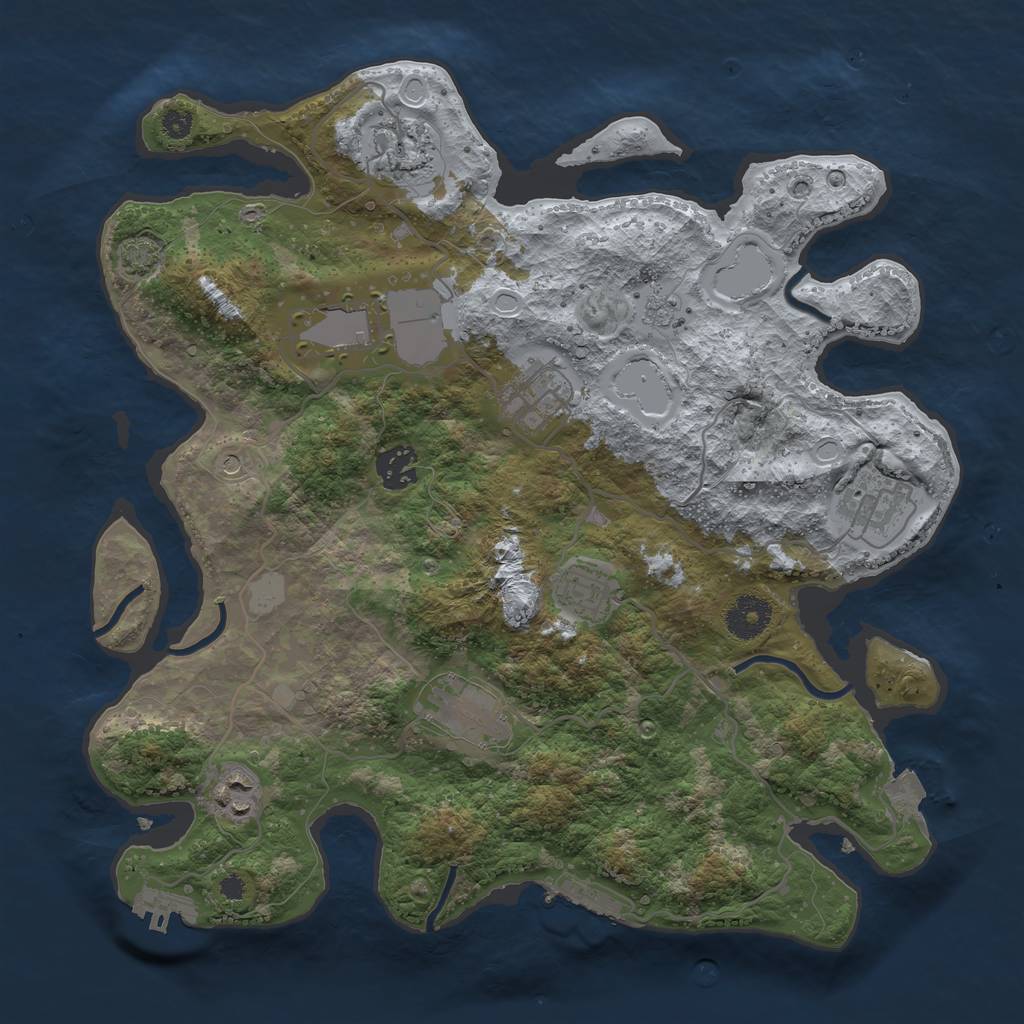 Rust Map: Procedural Map, Size: 3500, Seed: 1337197873, 16 Monuments