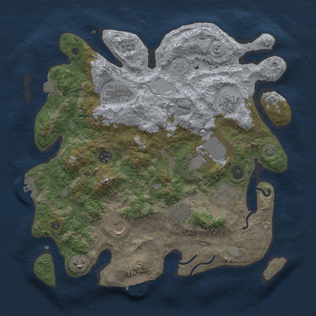 Rust Map: Procedural Map, Size: 3600, Seed: 91077613, 17 Monuments