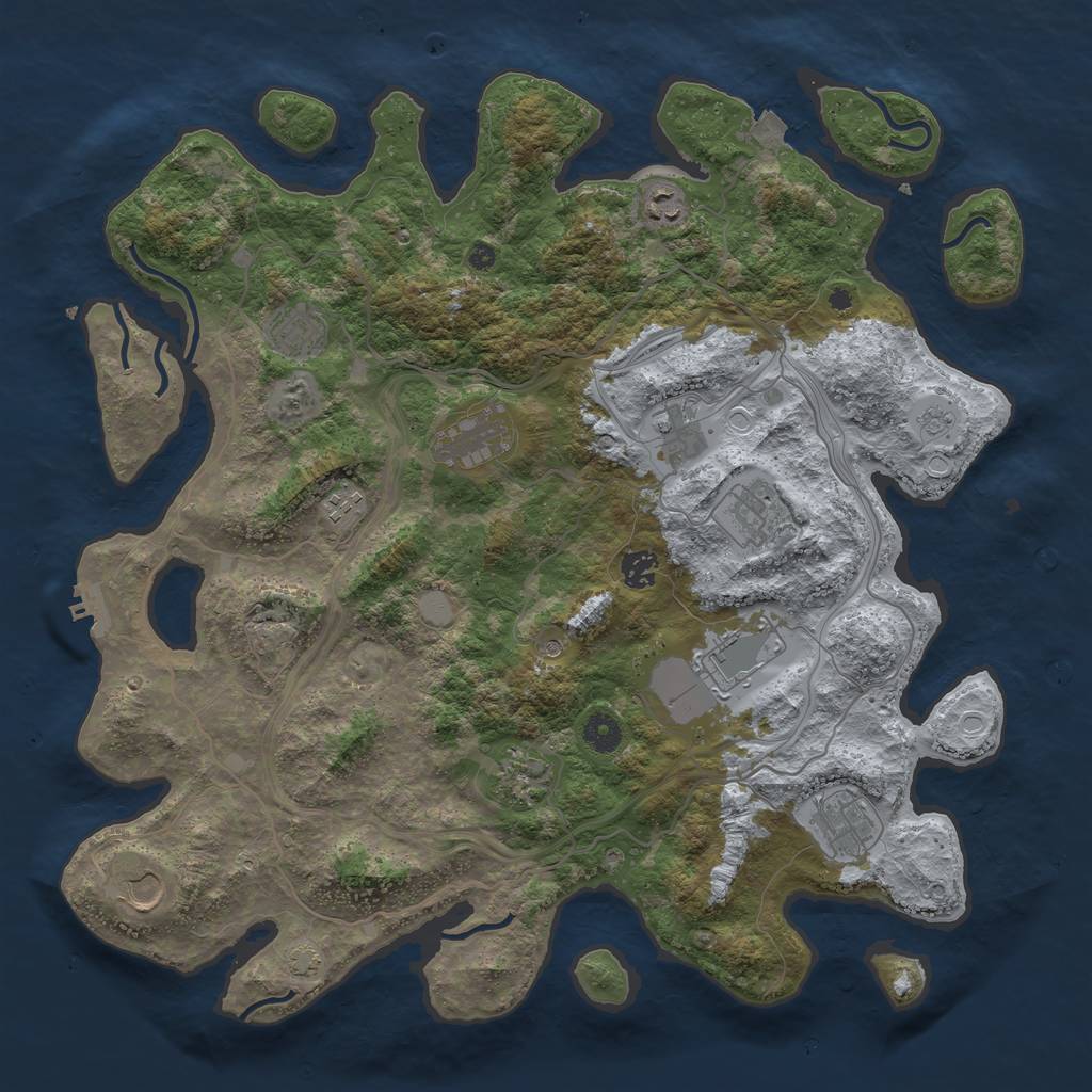 Rust Map: Procedural Map, Size: 4250, Seed: 773064575, 18 Monuments