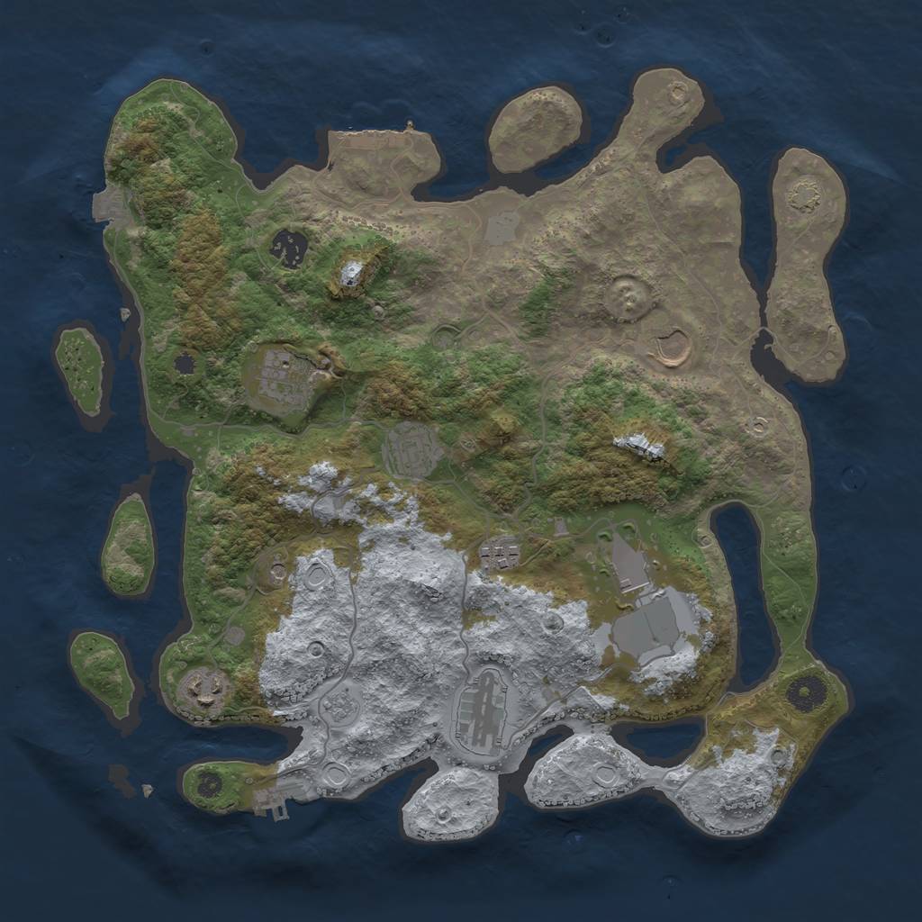 Rust Map: Procedural Map, Size: 3700, Seed: 83420643, 16 Monuments