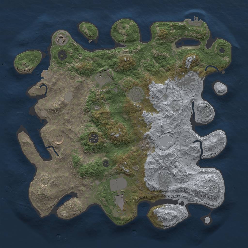 Rust Map: Procedural Map, Size: 3800, Seed: 77535056, 16 Monuments