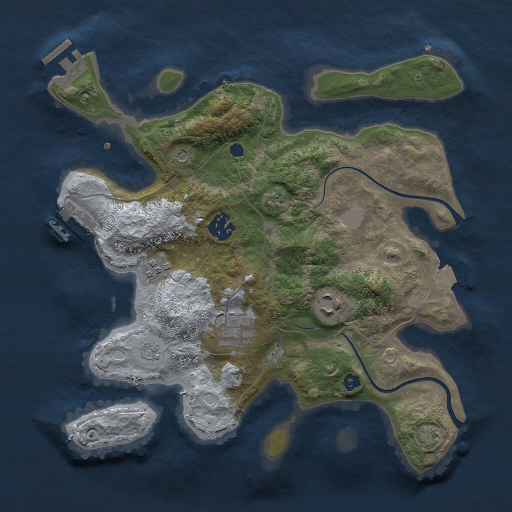 Rust Map: Procedural Map, Size: 3000, Seed: 27547, 10 Monuments