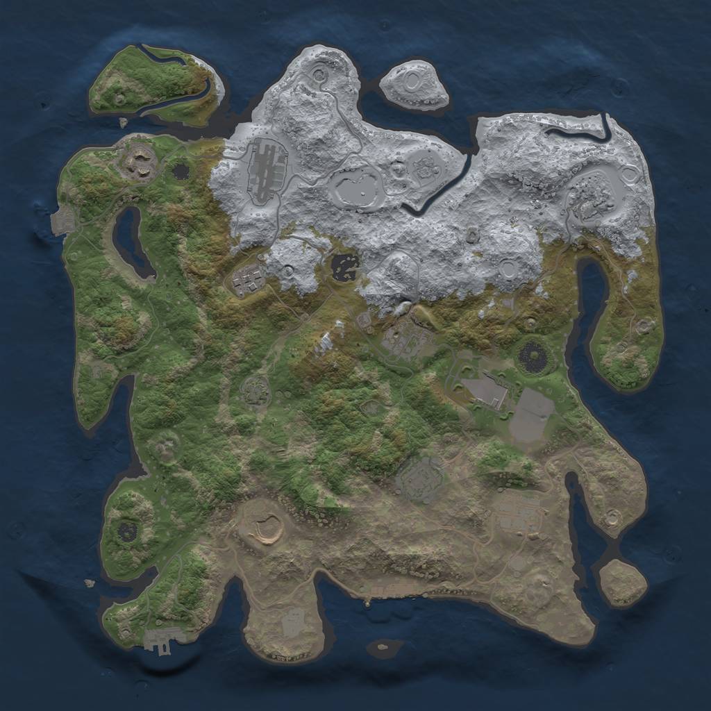 Rust Map: Procedural Map, Size: 3650, Seed: 4101032, 18 Monuments
