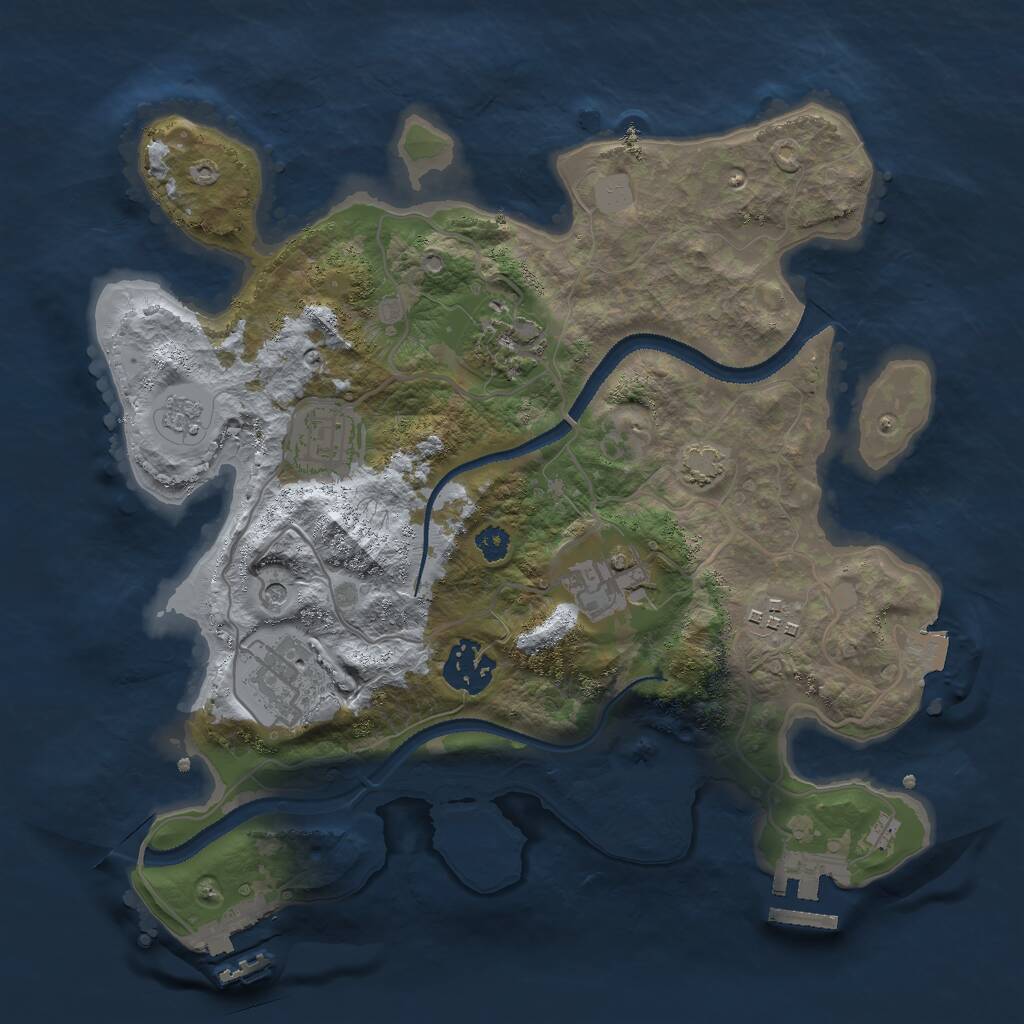 Rust Map: Procedural Map, Size: 3000, Seed: 990594942, 12 Monuments