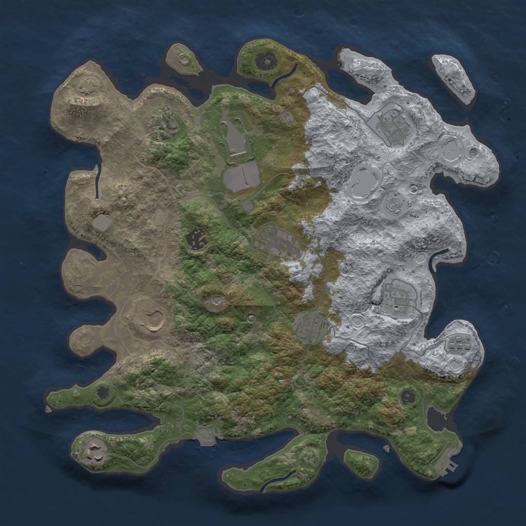 Rust Map: Procedural Map, Size: 3800, Seed: 1320091316, 17 Monuments