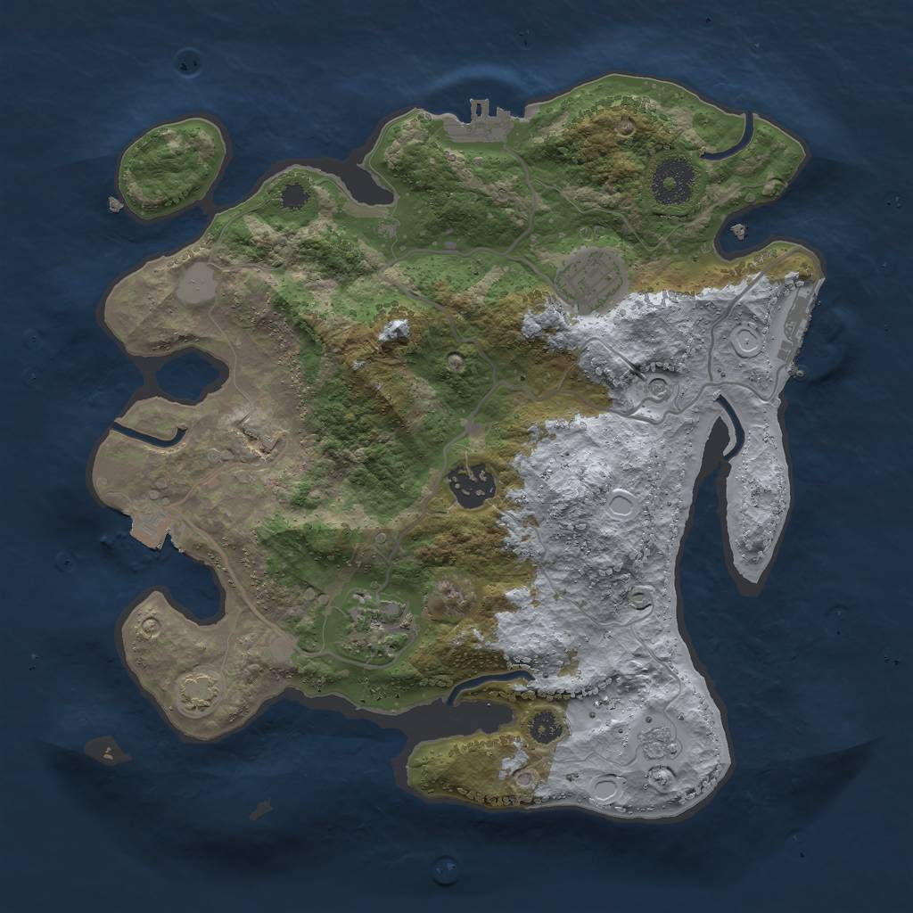 Rust Map: Procedural Map, Size: 3000, Seed: 64168, 11 Monuments
