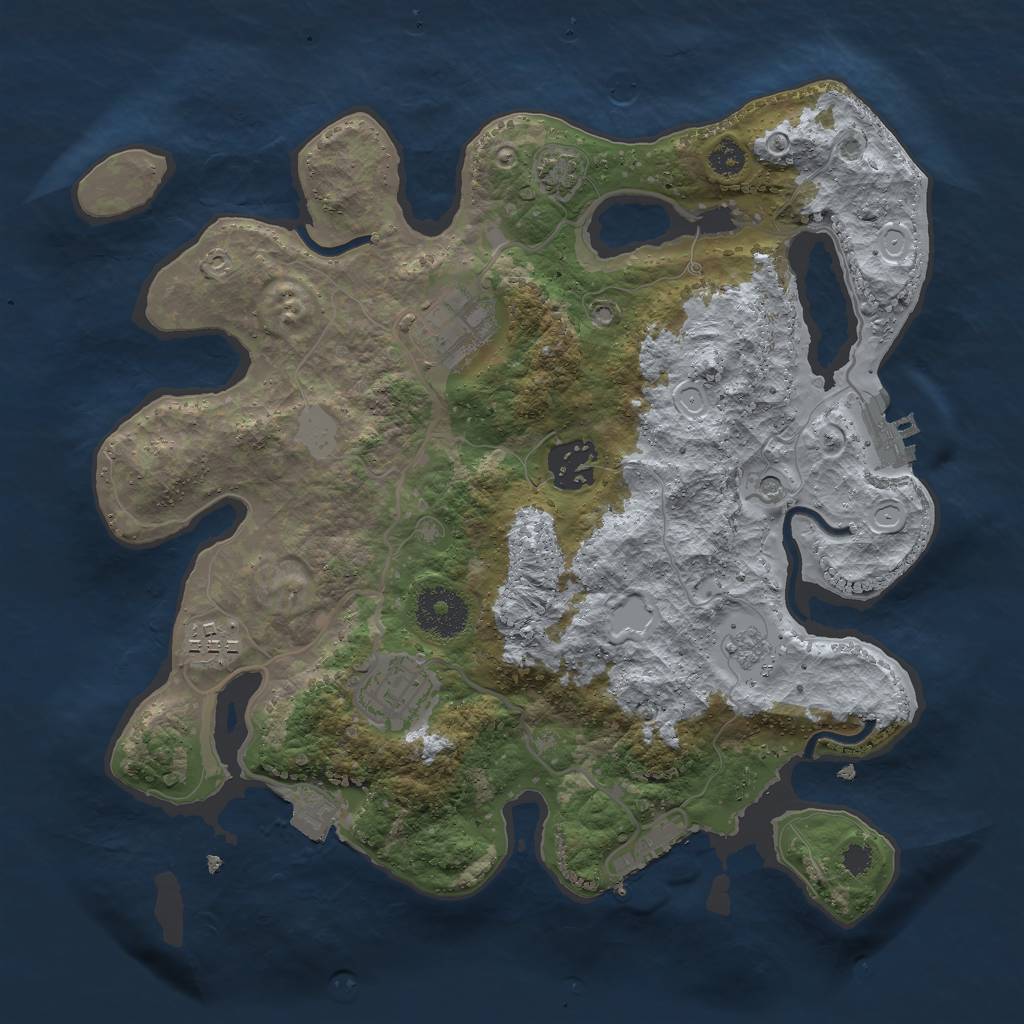 Rust Map: Procedural Map, Size: 3000, Seed: 1896252600, 12 Monuments