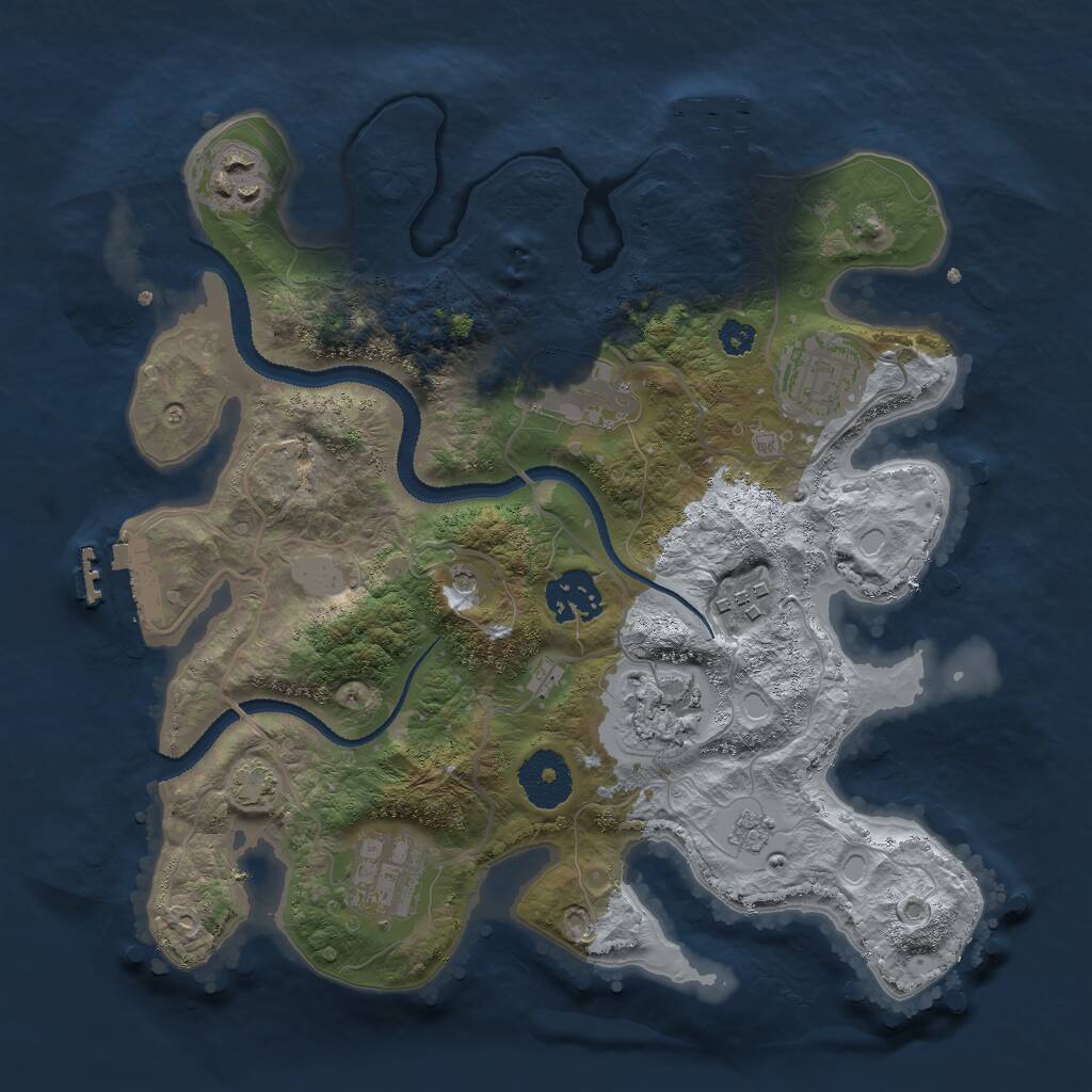 Rust Map: Procedural Map, Size: 3000, Seed: 46845, 13 Monuments