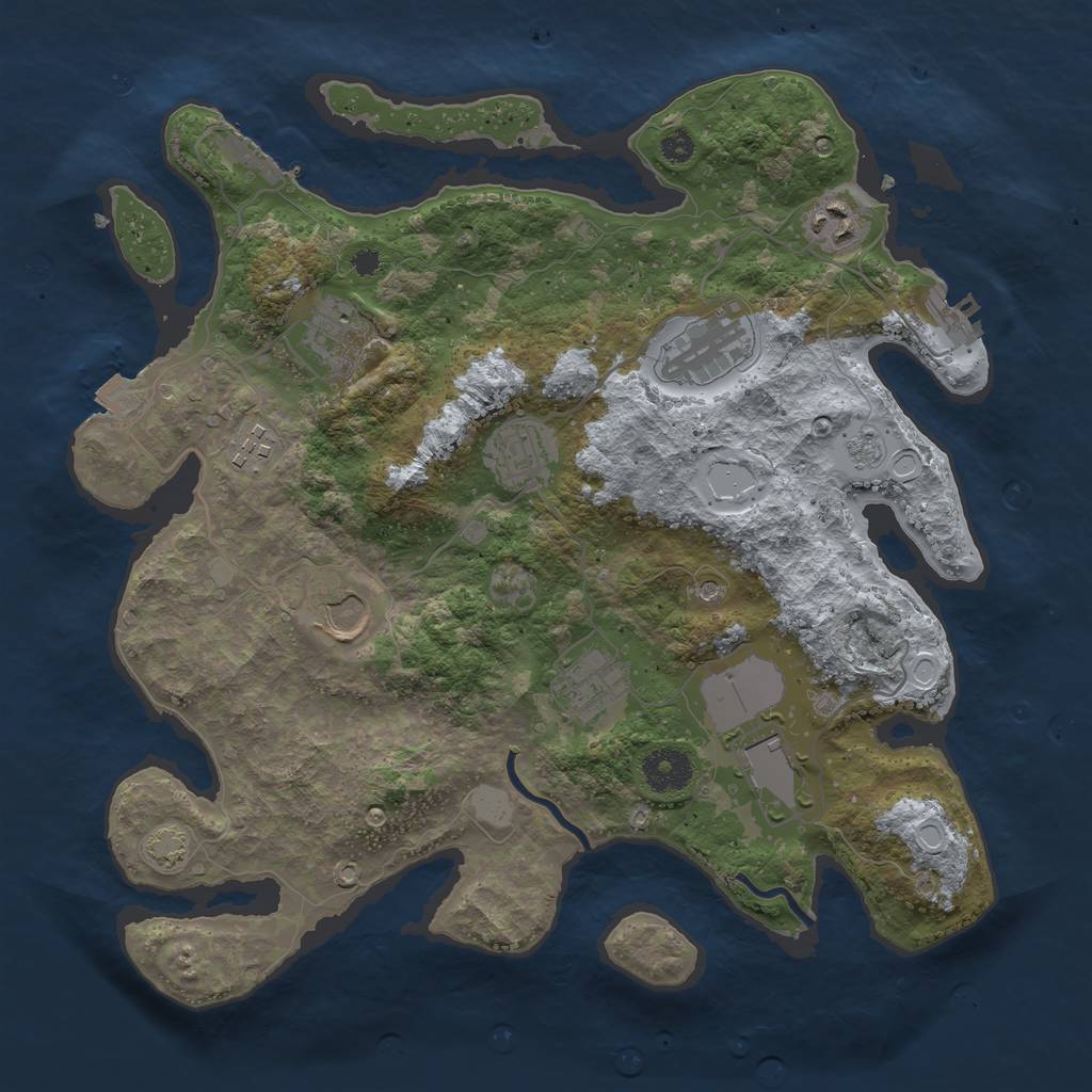 Rust Map: Procedural Map, Size: 3500, Seed: 826741381, 16 Monuments