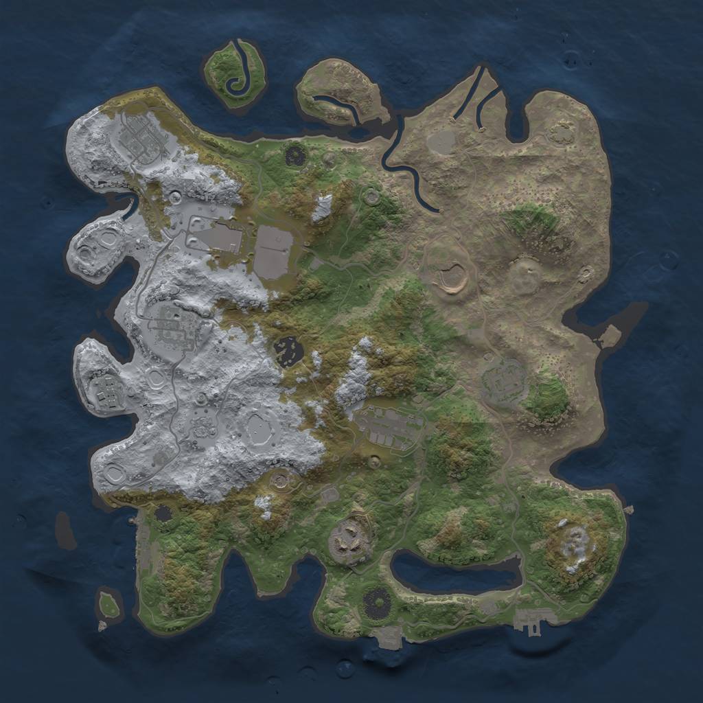 Rust Map: Procedural Map, Size: 3500, Seed: 643216545, 17 Monuments