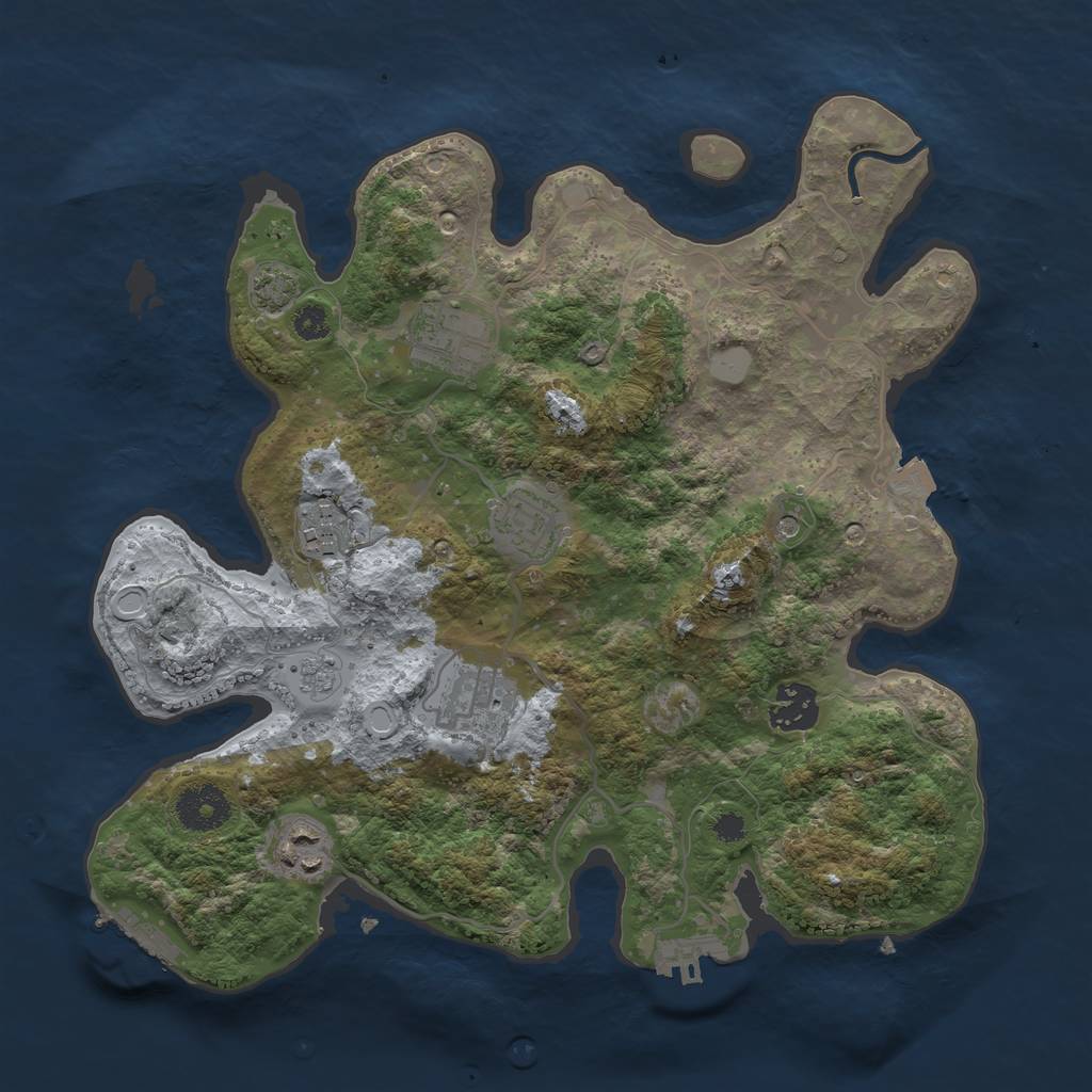 Rust Map: Procedural Map, Size: 3250, Seed: 142594605, 14 Monuments