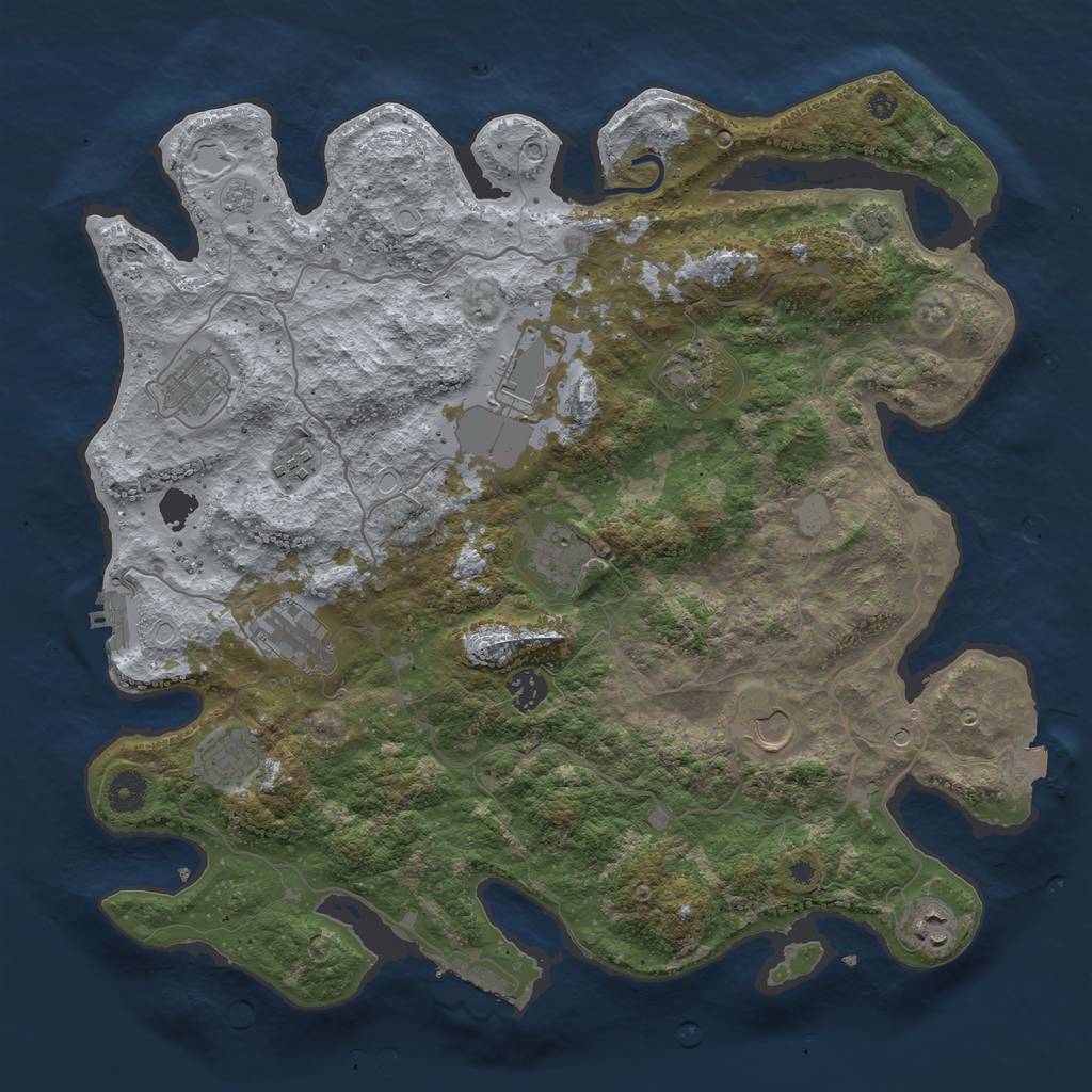 Rust Map: Procedural Map, Size: 4000, Seed: 1237368341, 18 Monuments