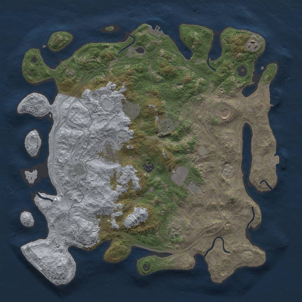 Rust Map: Procedural Map, Size: 4250, Seed: 1020950697, 18 Monuments