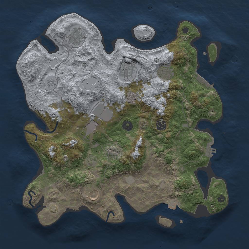 Rust Map: Procedural Map, Size: 3500, Seed: 331564558, 14 Monuments