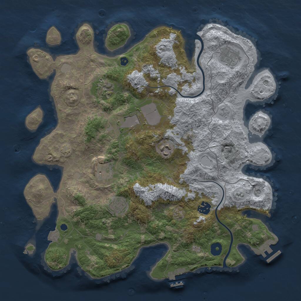 Rust Map: Procedural Map, Size: 3600, Seed: 1266743978, 13 Monuments