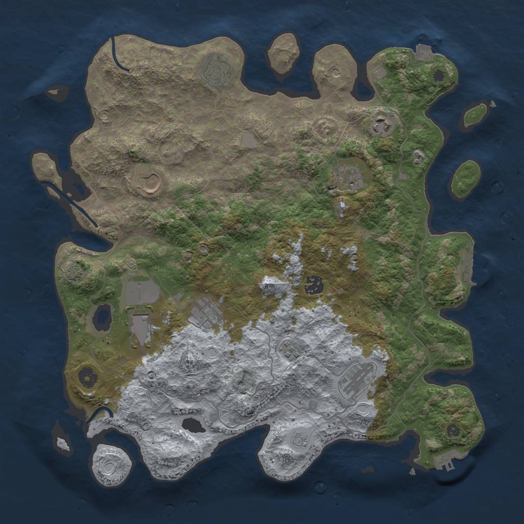 Rust Map: Procedural Map, Size: 4000, Seed: 2033951042, 17 Monuments