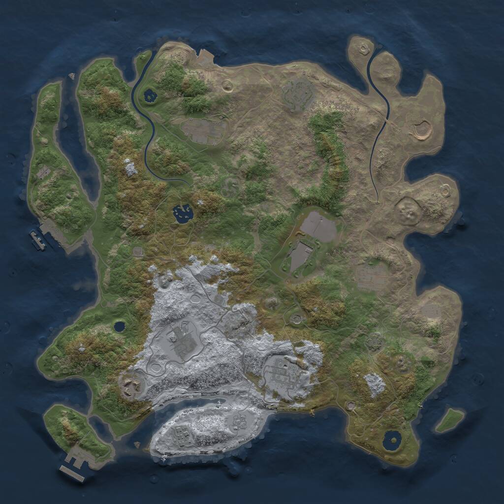 Rust Map: Procedural Map, Size: 3850, Seed: 31246471, 16 Monuments