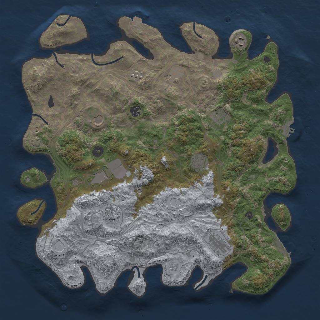 Rust Map: Procedural Map, Size: 4250, Seed: 7250645, 18 Monuments