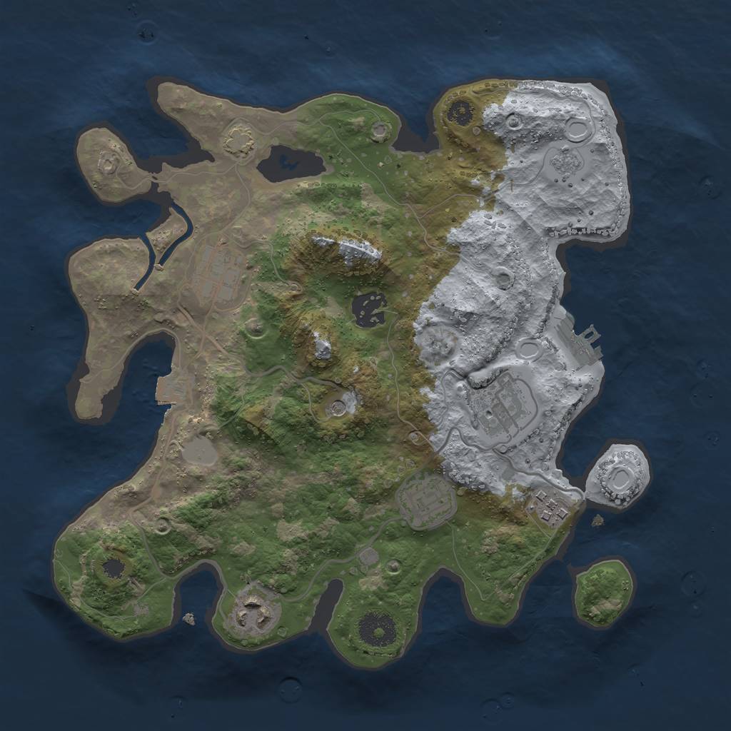 Rust Map: Procedural Map, Size: 3000, Seed: 270214, 13 Monuments