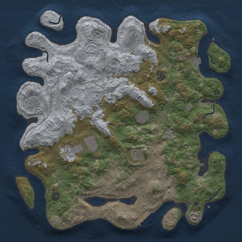 Rust Map: Procedural Map, Size: 4250, Seed: 1891854261, 16 Monuments