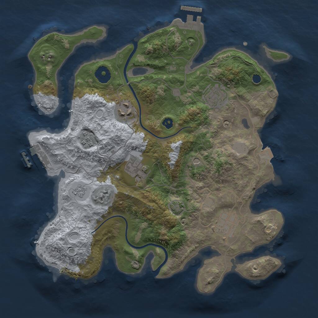 Rust Map: Procedural Map, Size: 3000, Seed: 1269793948, 11 Monuments