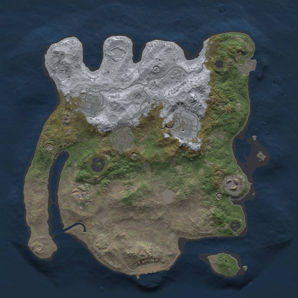 Rust Map: Procedural Map, Size: 3000, Seed: 9857642, 12 Monuments