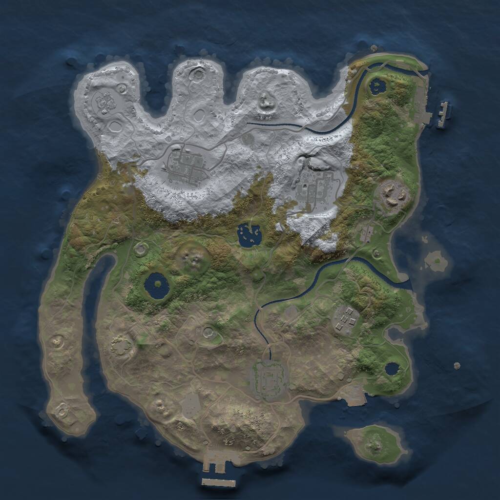 Rust Map: Procedural Map, Size: 3000, Seed: 9857642, 12 Monuments