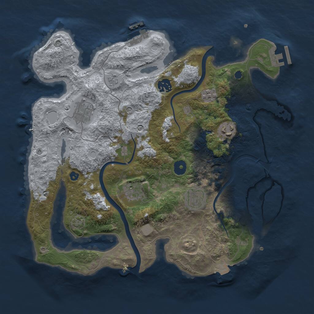 Rust Map: Procedural Map, Size: 3400, Seed: 93391401, 12 Monuments