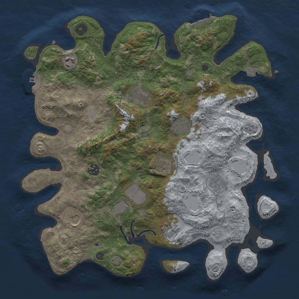 Rust Map: Procedural Map, Size: 3850, Seed: 92845152, 18 Monuments